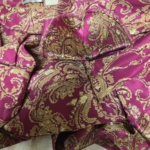 VINTAGE KATHRYN Robe Belted Pockets Floral Satin - Picture 4 of 17